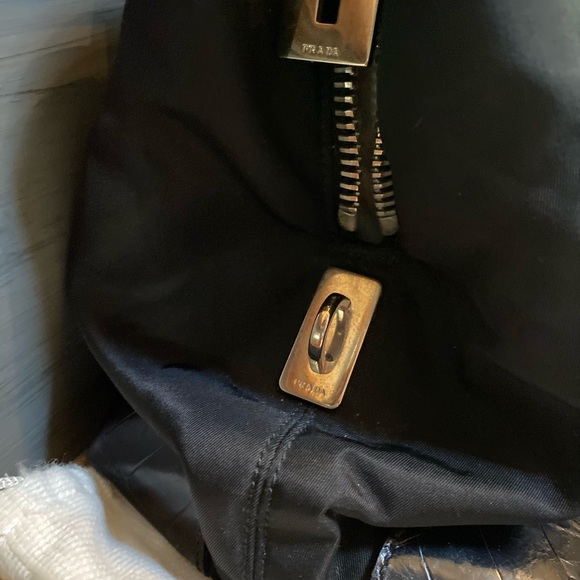 Prada Nero nylon and croc-finish leather satchel - Picture 7 of 12